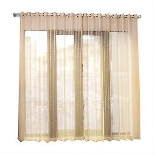 Polyester Fönster Tulle Voile Gardin Sovrum Vardagsrum Dekor (Beige)