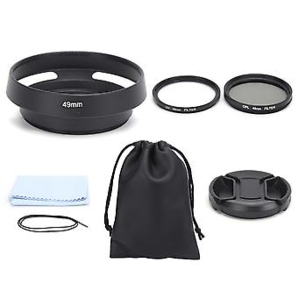 6 i 1 Kamera UV CPL Linse Filter Kit Linse Dæksel Blomst Linse Solblænde med Taske til Kamera Linse 49mm