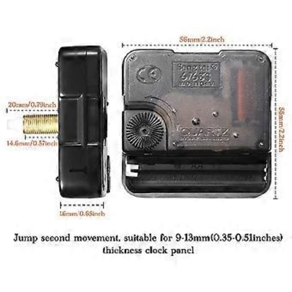 2 stk. 20 mm urværk mekanisme kvarts DIY urværk med 5 gyldne par visere urreparationsdele udskiftning