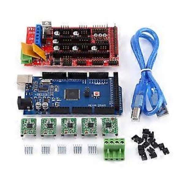 3D Printer RAMPS 1.4 Controller Board til R3 + A4988 med køleplade USB-kabel Jumper Kit