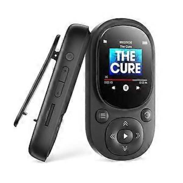 32GB Klipsikiinnitteinen MP3-soitin Kannettava musiikkisoitin Bluetooth MP3 MP4 -soitin FM-radiolla, tallennuksella ja askelmittarilla lapsille - Musta