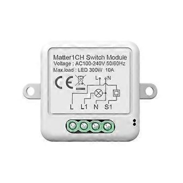 Matter WiFi Smart Switch 10A Smart Home Automation Relæmodul Tuya Smart Life Fungerer med Alexa Home