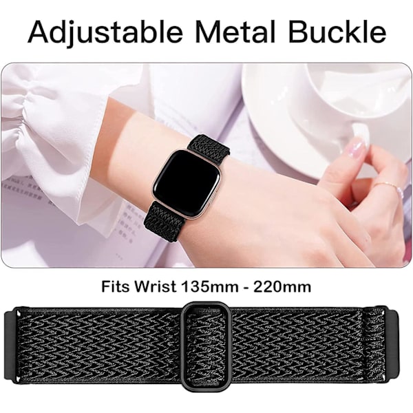 Elastiska nylonremmar kompatibla med Fitbit Versa 4/versa 3/sense 2/sense - 3-pack