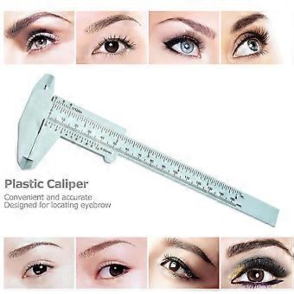 1 st Plast Caliper Ögonbrynsmätare Dubbel Skala Skjutmått Linjal för Ögonbryns Permanent Makeup