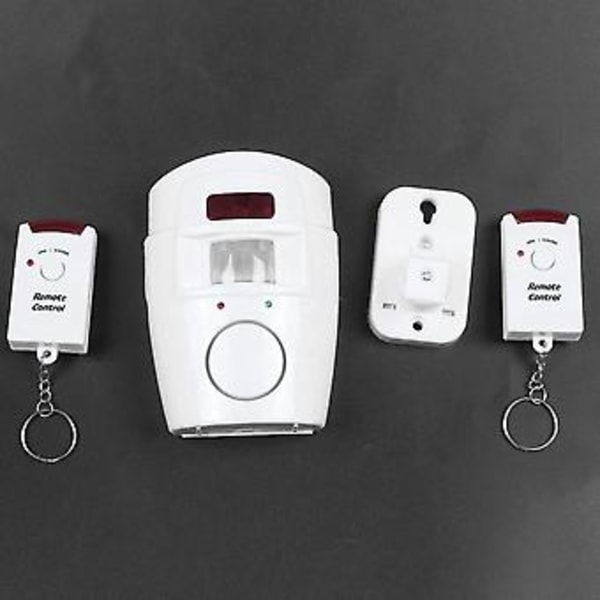 Trådlöst hemlarmsystem med detektor +2x fjärrkontroller PIR infraröd rörelsesensor