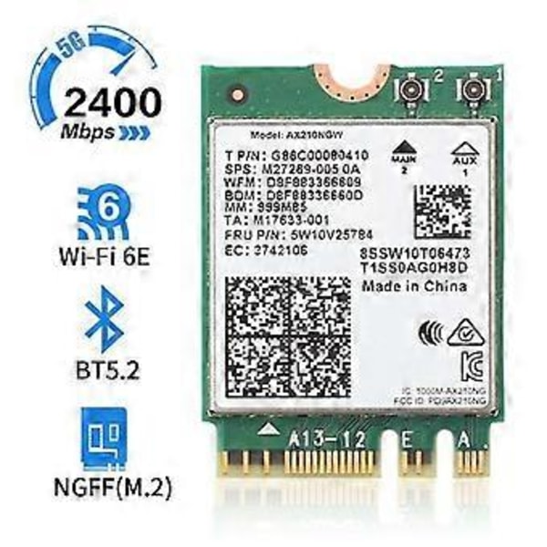 Wi-fi 6e Ax210 Trådløst Kort 2400mbps Bluetooth 5.2 Desktop Kit 802.11ax 2.4g/5ghz/6ghz Ax210ngw,wi
