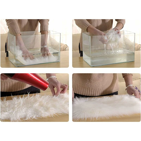 Faux pälsfårskinn matta Faux fleece stolsöverdrag sittdyna mjuk fluffig lurvig matta för vardagsrum sovrum soffa golvmattor (vit, 9