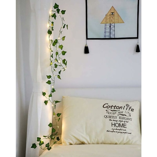 4 stk. 2M 20 LED kunstige planter LED lyskæde lyskæder grønne blade vedbendranke til hjem bryllup dekoration lampe DIY hængende have gård lys