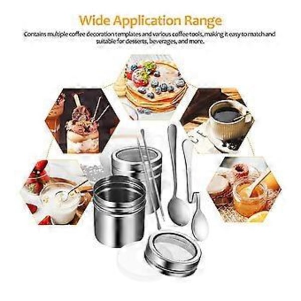 22 st Återanvändbara Kaffedekorationsschabloner Kaffe Carving Penna Portabel Latte Art Penna Kaffeform Verktyg Sked Kaffenål