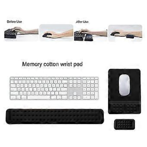 Tangentbords handledsstöd, handledsstöd för tangentbord och mus, ergonomiskt set med tangentbords- och musmatta i memory foam