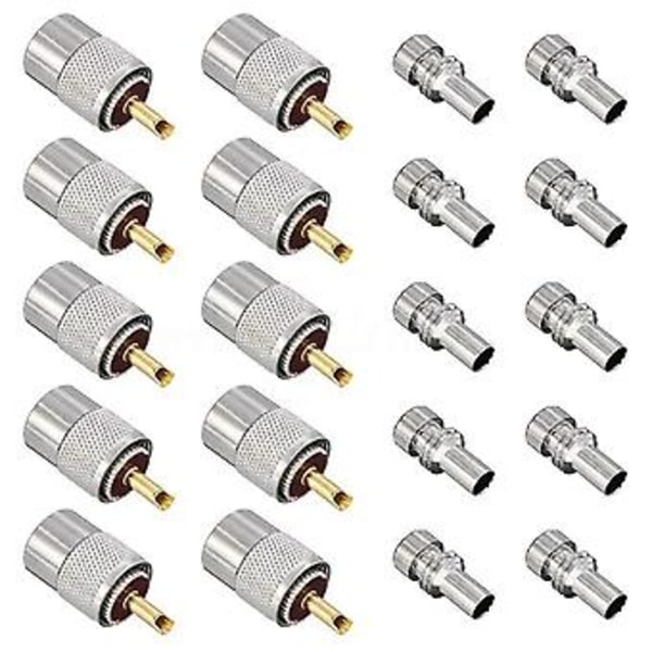 10-pack UHF/PL-259 lödkontakt med reducerare för RG8X, RG8
