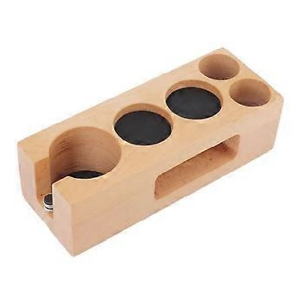 Espresso Tampperiaseman pidike, 5-reikäinen liukumaton puinen espresso tampperimattojalusta, tampperiasema puupohjalla ja matolla