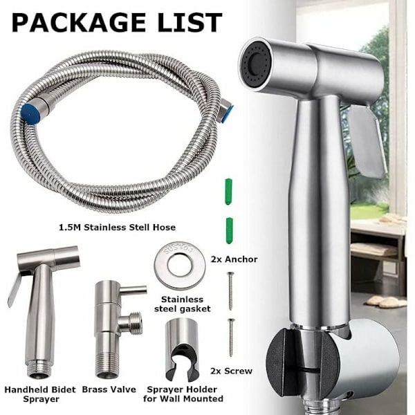 Rustfritt stål bidet toalett spray, bidet spray sett, kran spray toalett spray