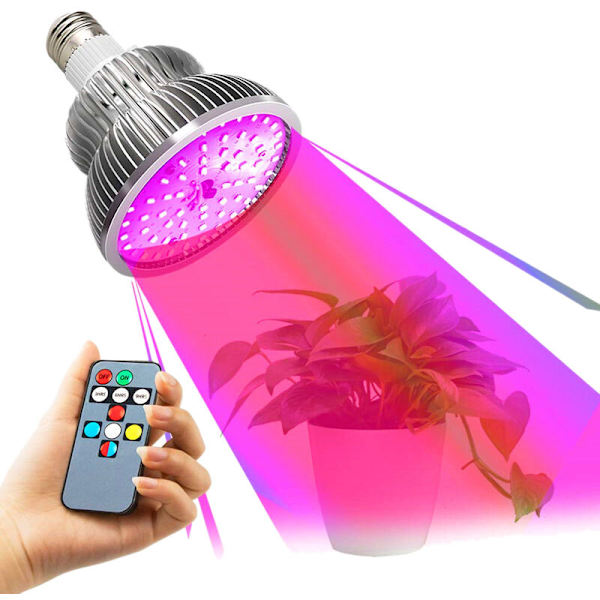 50W Full Spectrum Plantevækst LED-pærer Fjernbetjening Dæmpbar Phyto-lampe med Timer E26 Drivhustelt Ingen Glas