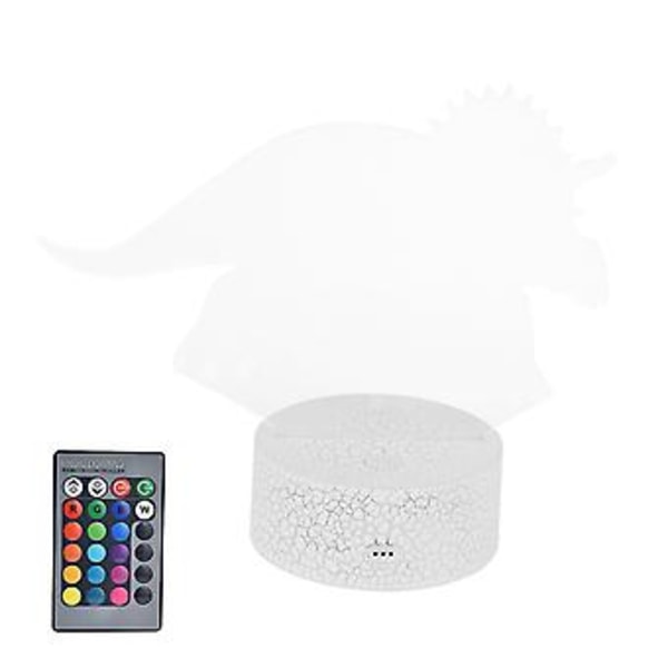 RGB Dinosaurformet Natlampe 16 Farver 4 Tilstande Dæmpbar Bordlampe Gave med Touch Fjernbetjening