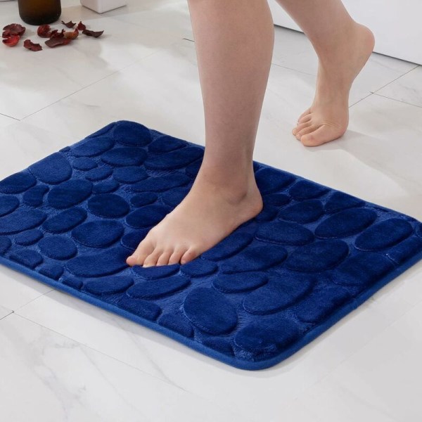 Badrumsmatta Anti-Slip 50x80cm Inomhus Dörrmatta Minnesskum Entrématta för Badrum Badkar Kök Marinblå