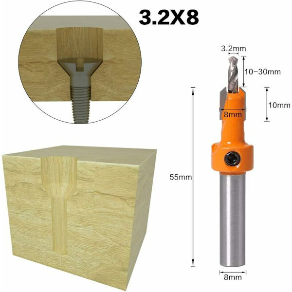DENUOTOP 5 st träavfasningsborr Bits Countershaft HSS Konisk borr Bits-DENUOTOP