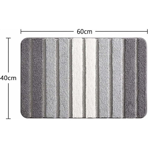 Badrumsmatta Mjuk Absorberande 50x80cm Duschmatta Halkskydd Modern Maskintvättbar Grå