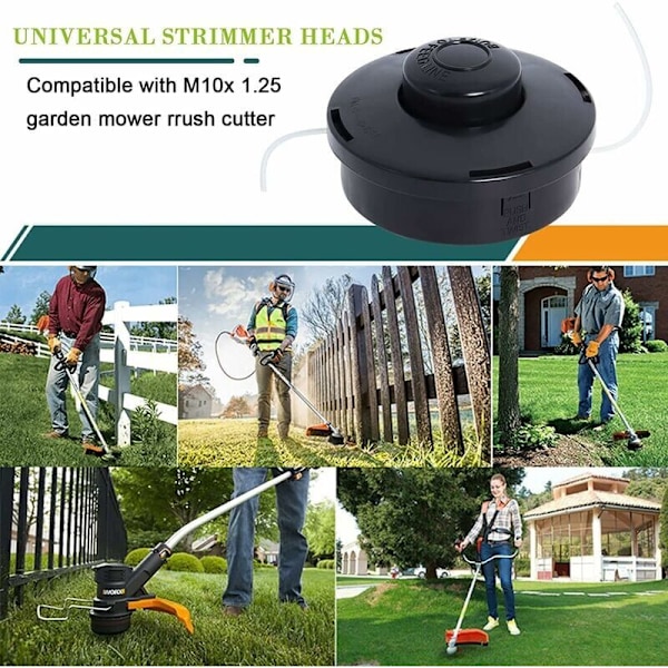 2 stk. Universal buskrydderhoveder M10 x 1,25, Universal benzindrevet buskrydderhoved..