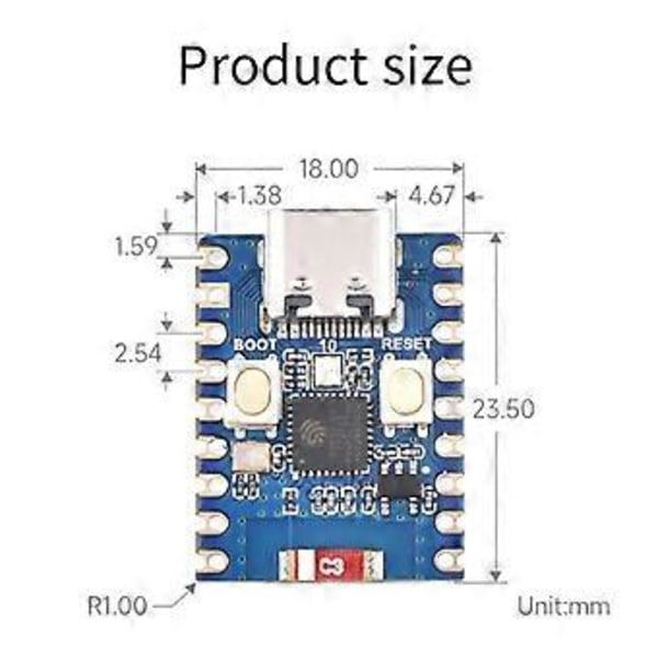 ESP32-S3-Zero Mini Utviklingskort ESP32-C3FN Modul Kompatibilitet WiFi Bluetooth RISC-V Innebygd Utviklingskort