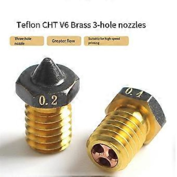 6 st munstycken för VORON/MK3S-skrivare V6 PTFE-belagt mässingsmunstycke 0,2/0,3/0,4/0,5/0,6/0,8 mm 3D-skrivarmunstycken