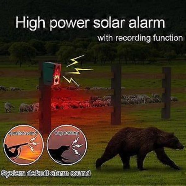 Ulkokäyttöön tarkoitettu aurinkokennoilla toimiva liiketunnistinhälytin kaukosäätimellä, 130db äänivalohälytyssireeni Se