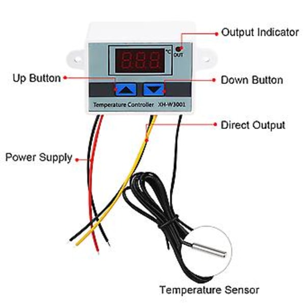 12/24/220V 10A Mikrocomputer Digital LED Temperaturregulator Termostat Kontrolkontakt Og Probe