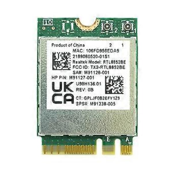 WiFi 6 Dual-Band AX1800 Realtek- RTL8852BE M2-NGFF Adapter Bluetooth-kompatibel5.2 Trådløst Wlan WiFi-kort 2.4G/5G 1800M