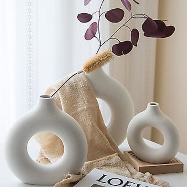 Nordisk Ringformet Vase, Nordisk Ringformet Vase Keramisk Blomstervase Moderne Dekorative Vaser Bygget til Professionelle