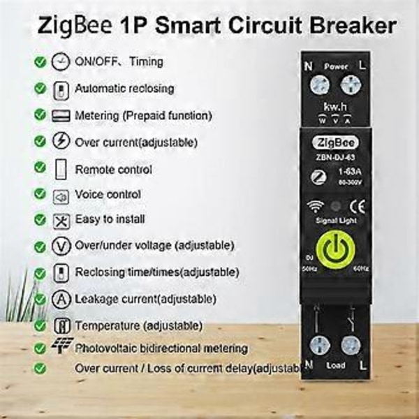 Tuya Zigbee Intelligent Strömbrytare Timing Fotovoltaisk Dubbelriktad Mätning Energimätare Automatisk Återinkoppling
