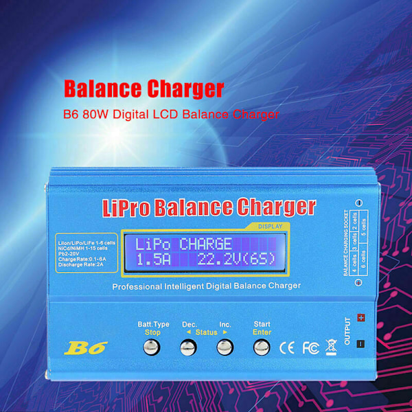 80W 6A Lipo Batteri Balance Oplader Aflader til LiPo, Li-Ion, Li-Fe, LiHV (1-6S), NiMH, NiCd (1-15S) Batteri, Rc Hobby Batteri Balance Oplader,Bl