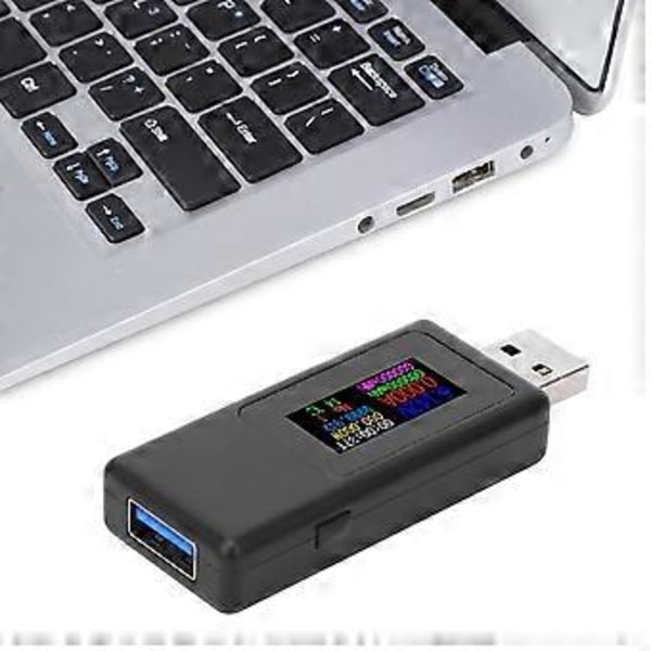 USB Oplader Tester 4-Cifret Nøjagtighed Strøm Spænding Batteri Timing Meter Hvid/SortSort