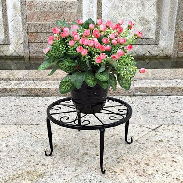 1 x Wrought Iron Plant Stand, Wrought Iron Flower Pot Rack, Indoor and Outdoor Balcony Decoration, Size: 2412(LH)cm - black