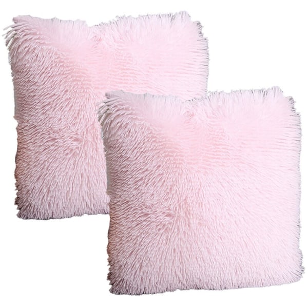 2pcs Fluffy pillow-super soft and plush faux fur accent pillow pink 4040cm