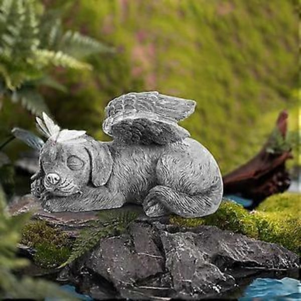 Hundeengel Kæledyr Mindesten Markering Udskåret Statue, Resin, Sten