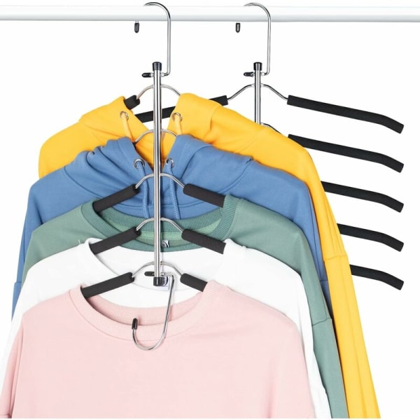 2-pack platsbesparande hängare för kläder - uppgradera halkfria hängare Flera lager organizer och förvaring för kappa, byxor, halsduk, slips