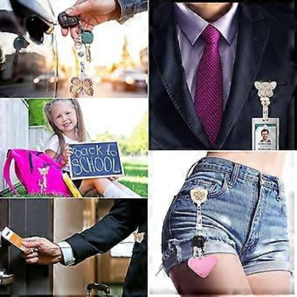 5 st Infällbara märkeshållare, fjäril handgjorda bling strass ID-märkeshållare med klämma, för volontärsjuksköterskor