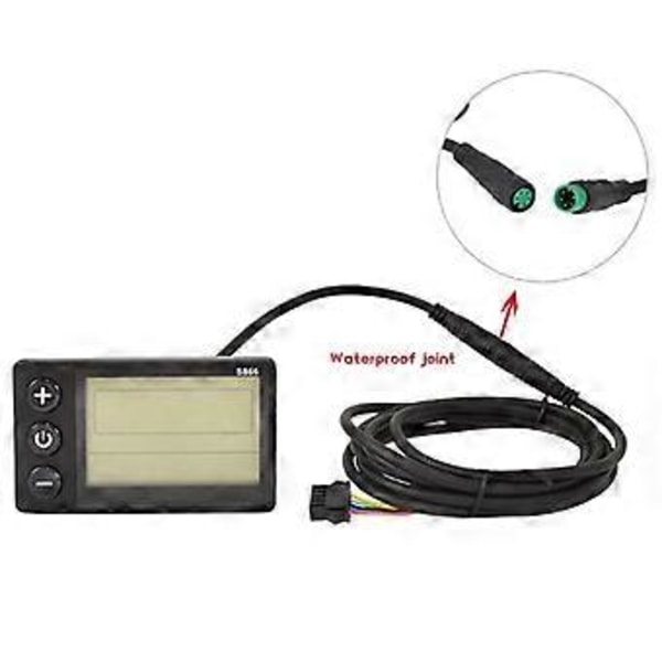 S866 Elektrisk Cykel LCD Display Elektrisk Scooter Display Meter Kontrolpanel med Vandtæt Stik og Vandtæt Ledning