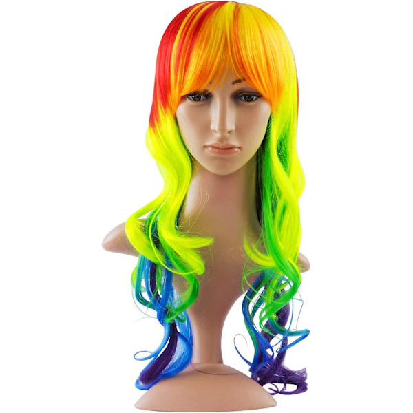 Fashion Sexy Women Ladies Rainbow Dash Cosplay Party Flera Färger Peruk Lång