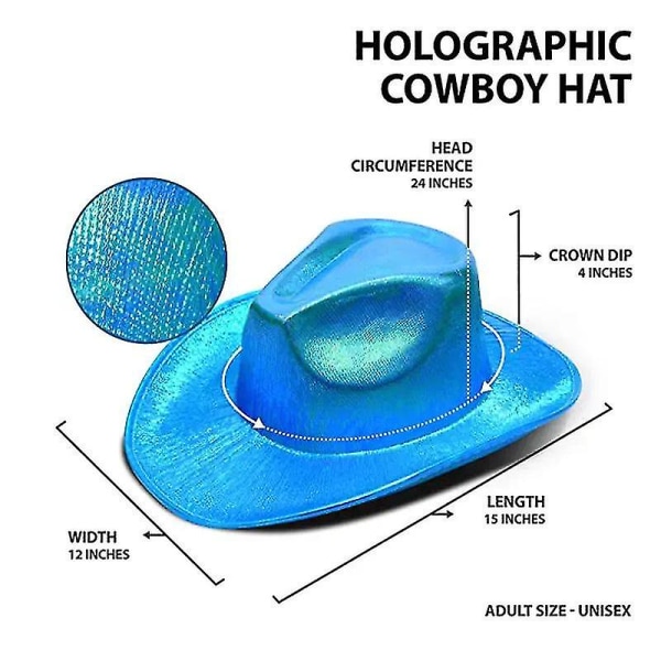 Sparkly Glitter Space Cowboy Hat Vit