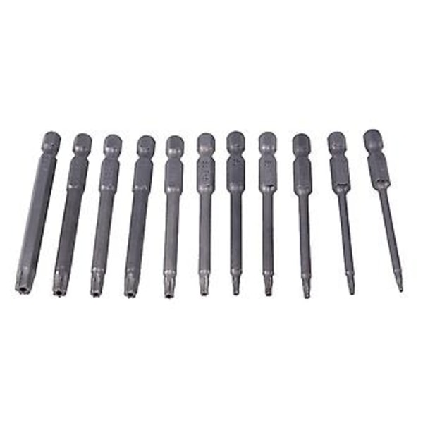 11 stk. 75 mm S2 Stål Skruetrækker Bits Hex Torx T6/t7/t8/t9/t10/t15/t20/t25/t27/t30/t40