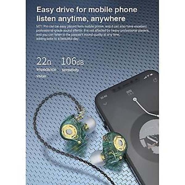Mt1 Pro Unilateral Ring Kablet Et Hi-fi 1dd 2 Pin In-ear Mobil Ph Wire- Sports Et