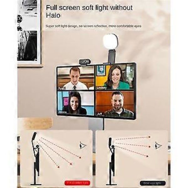 F-610 Kiinnike Täyttövalo 3000-7200K LED Live Selfie -valo Tietokoneen Täyttövalo Videoneuvottelu Täyttövalo LED-videovalo