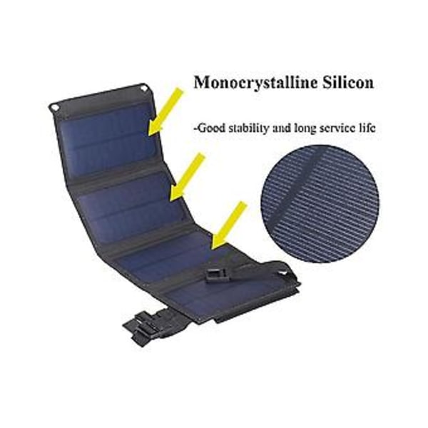 8w Solcelle Sammenleggbar Pakke Solcelleladerveske USB Utendørs Mobiltelefon Bærbar Solcellelader