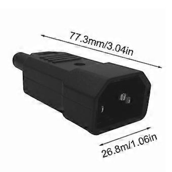 IEC C14 Hanstik Omløbelig Strømstik 3-benet IEC-C14 Stik Computer Strømkabel Adapter 10A 250V Sort Stik