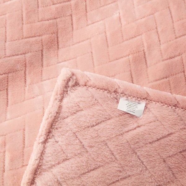 Blød plys fleece tæppe, queen size sofa tæppe, blødt fluffy sofa dekorativt tæppe - hyggeligt og let, lyserød, 127 x 152cm