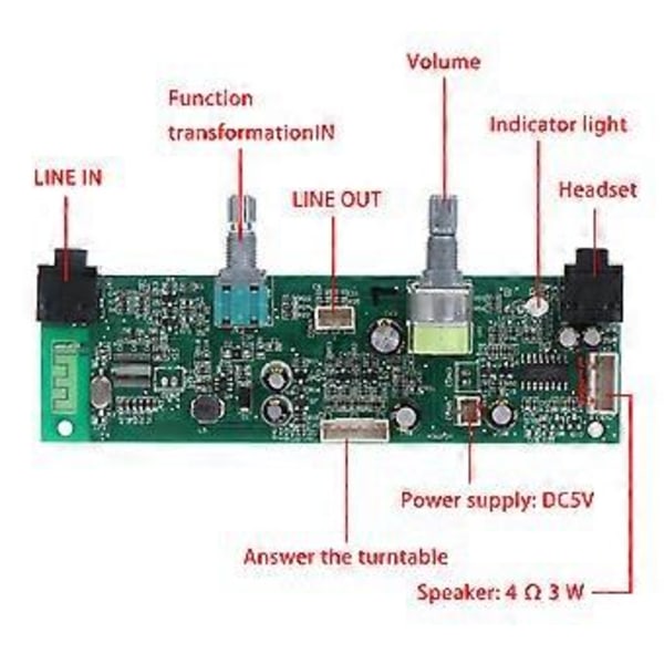 Audioforsterker Effektforsterkermodul Bluetooth-kompatibel Effektutgang Konvertering Lydutgangsmodul Platespiller