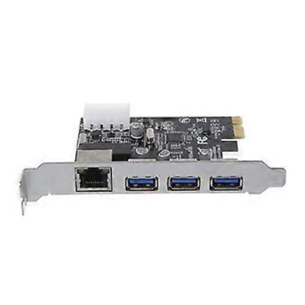 PCI-E till USB 3.0 4-Port(4 USB3.0 +1 RJ45 Expansionskort PCI E USB Adapterkort
