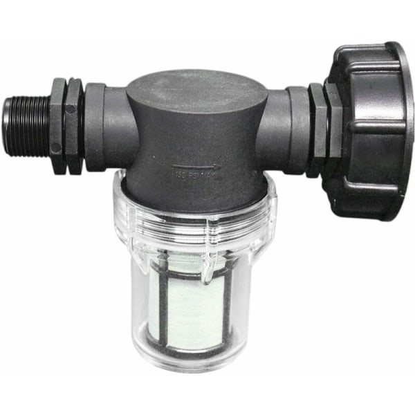 Hanetilslutning 1000 L Tank, Vandslangeforbindelse til Regnvandssamlere med Filterfunktion, S60x6 IBC Vandtankadapter (3/4'' Ekstern