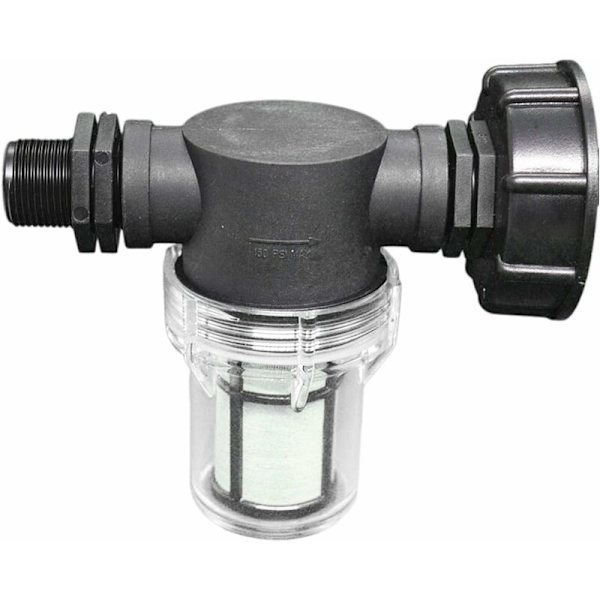 Krantilkobling 1000 L Tank, Hageslangekobling for Regnvannssamlere med Filterfunksjon, S60x6 IBC Vannbeholderadapter (3/4'' Ekstern